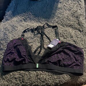 Cacique Black and Purple Lace Bralette